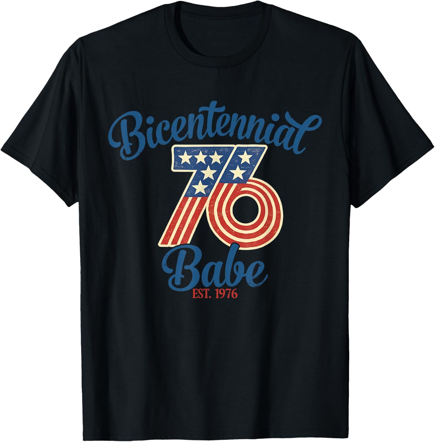 Bicentennial 1976 50 Years Old 50th Birthday American Flag T-Shirt - T-Shirt | Black
