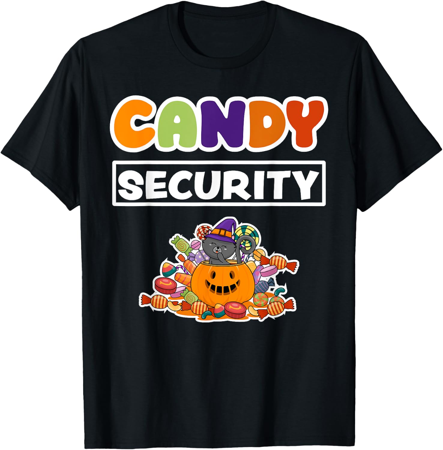 Candy Security Lazy Adult Mom Dad Kids Halloween Costume T-Shirt - T-Shirt | Black