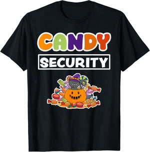 Candy Security Lazy Adult Mom Dad Kids Halloween Costume T-Shirt - T-Shirt | Black