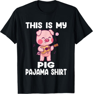 My Pig Pajama Shirt Women Pig Pjs Cute Pig Stuff Farmer Girl T-Shirt - T-Shirt | Black