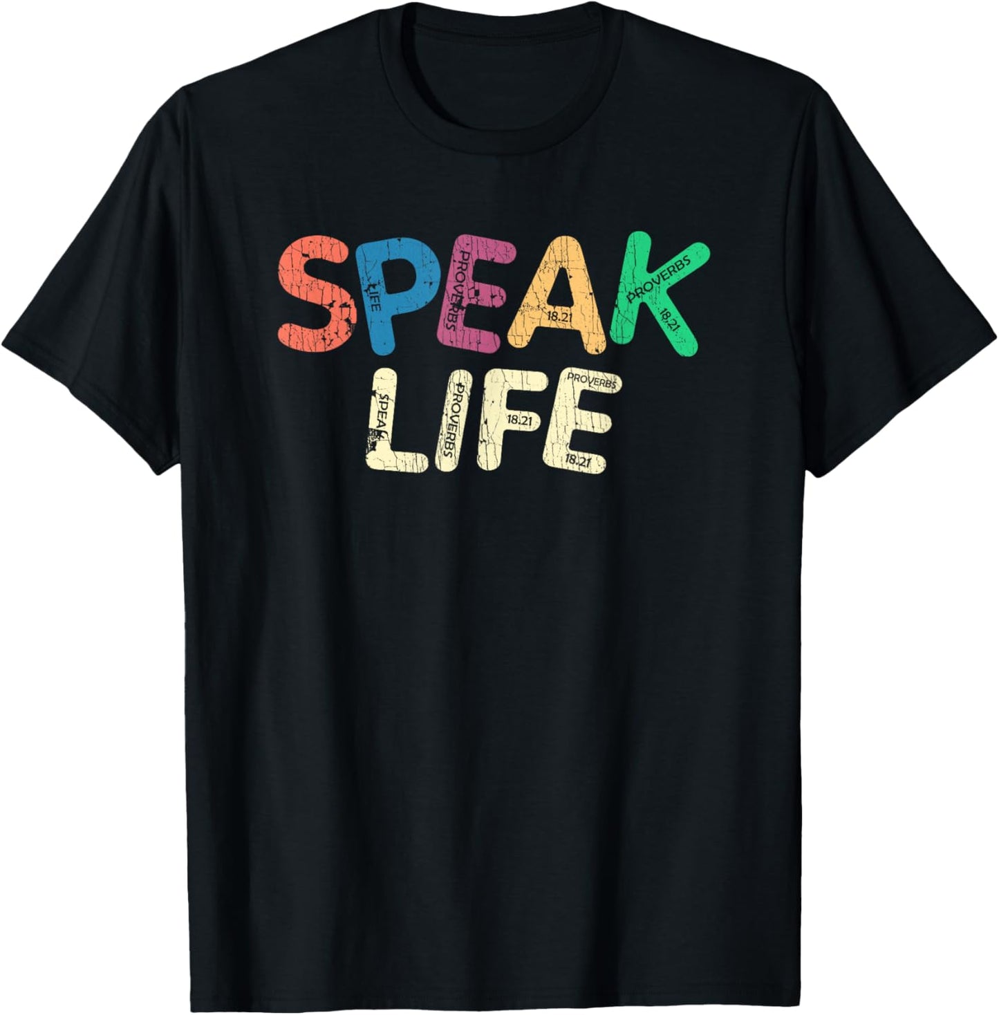 Speak Life Proverbs Cross Christian Quote T-Shirt - T-Shirt | Black