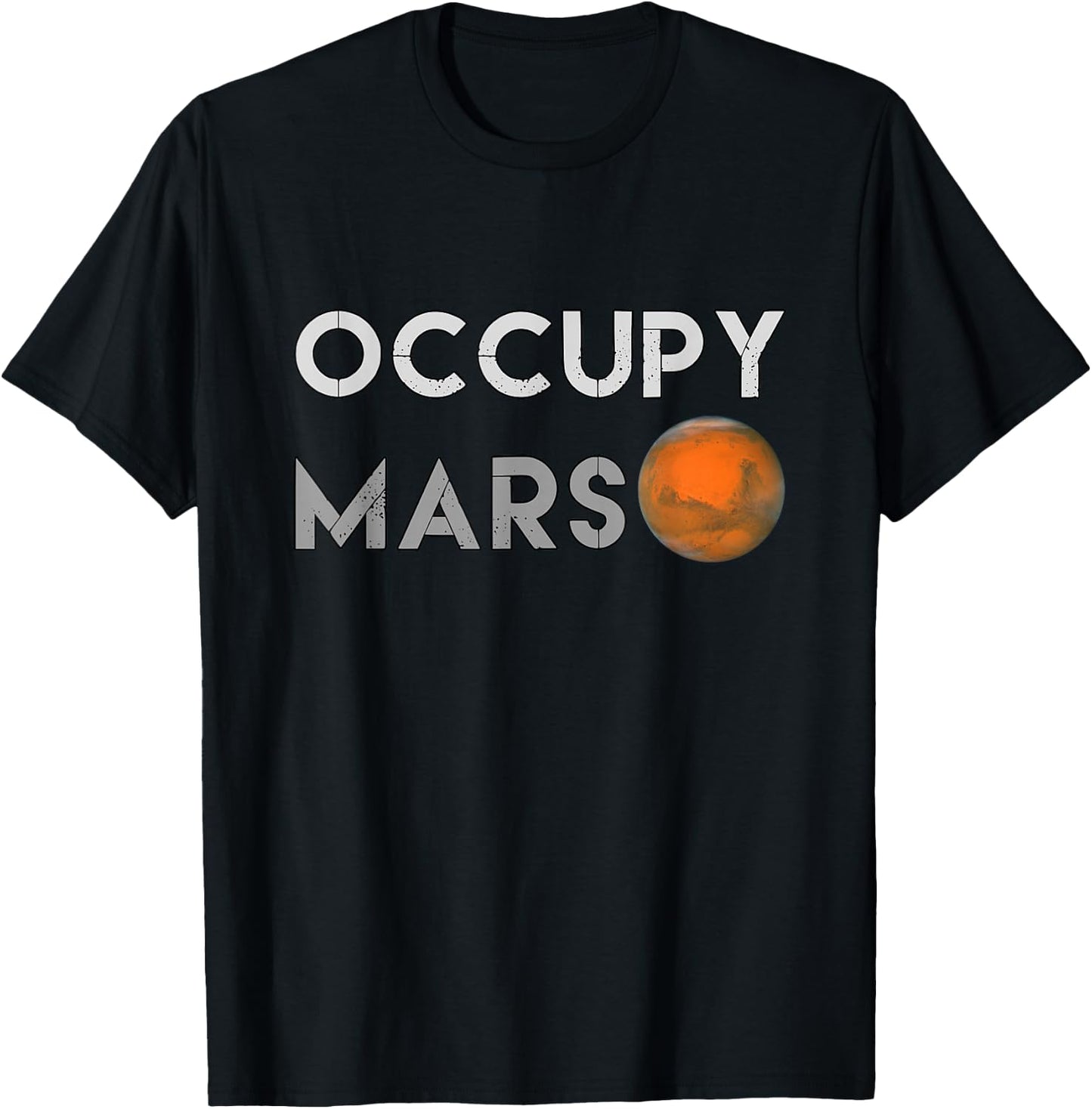 OCCUPY MARS Witty Outer Space Merch Black Mars T-Shirt - T-Shirt | Black