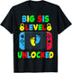 Funny New Big Sister Level Unlocked Leveled Up To Big Sis T-Shirt - T-Shirt | Black