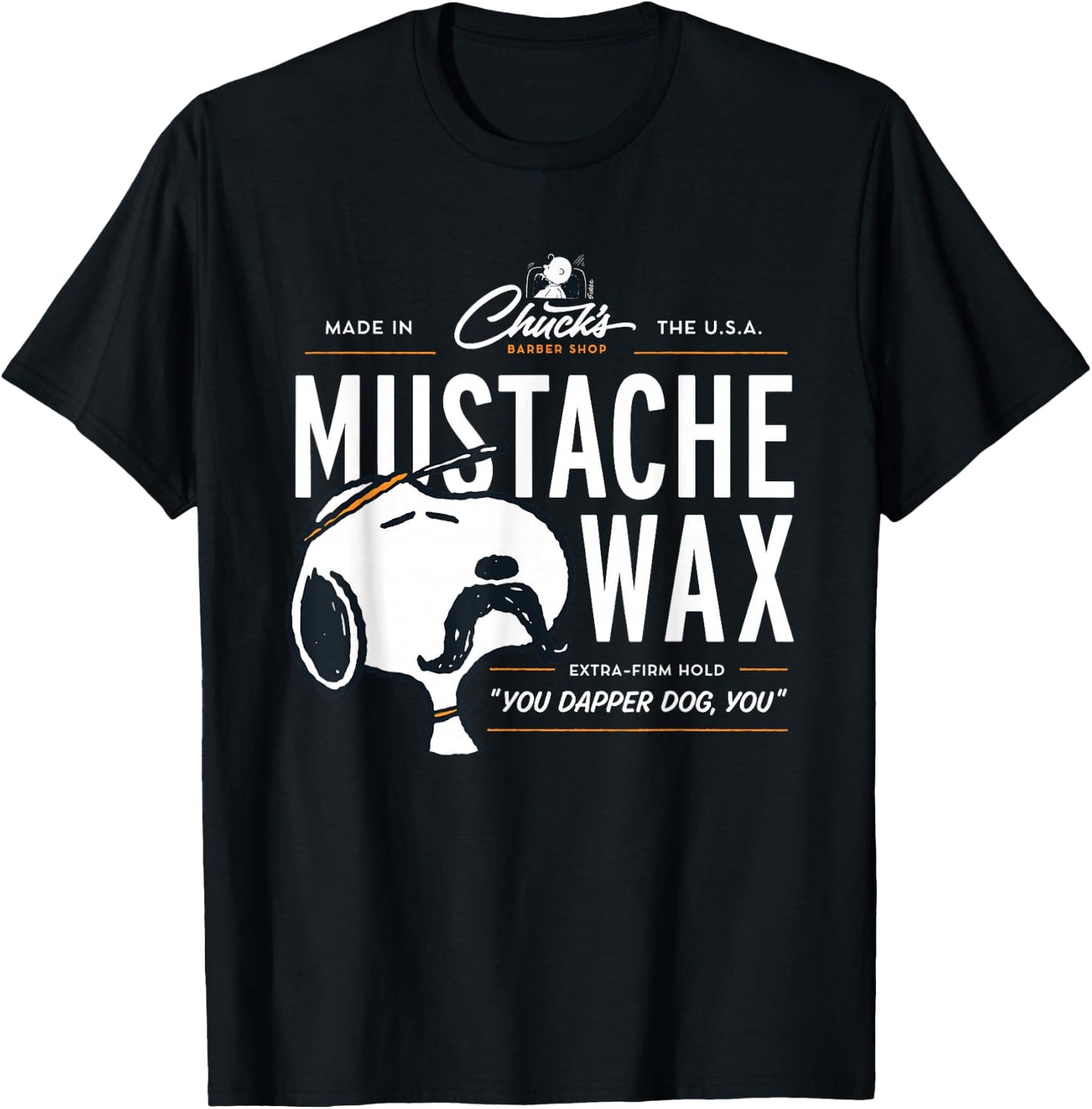 Peanuts Snoopy Moustache Wax , Blue, S T-Shirt - T-Shirt | Black