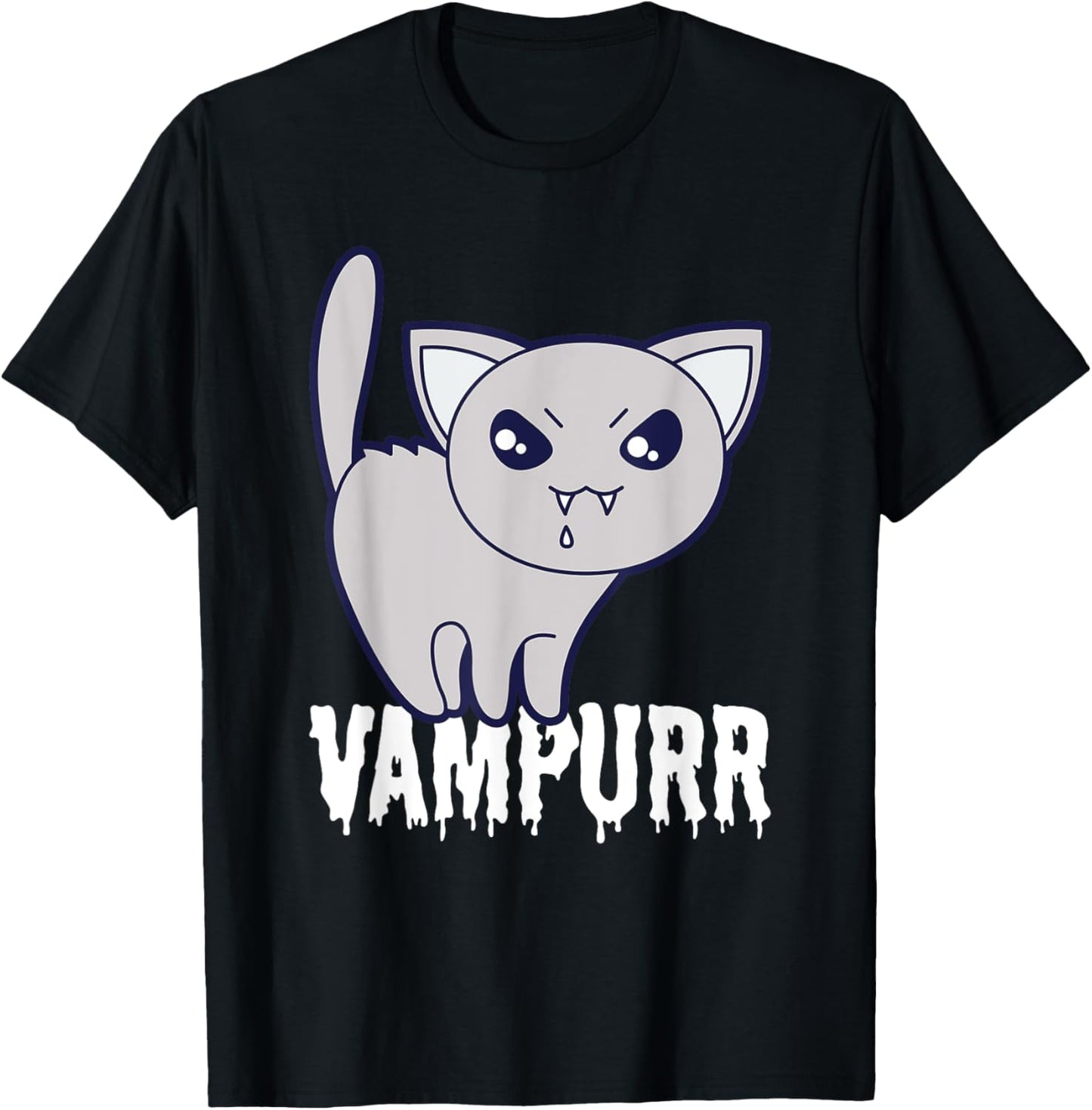 Vampurr Cat Vampire Funny Halloween Cute Scary Kitten Purr Women Kids T-Shirt - T-Shirt | Black