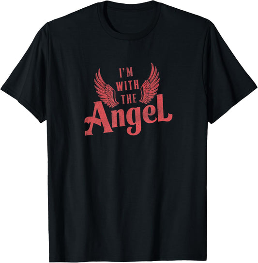I'm With the Angel Funny Couples Halloween T-Shirt - T-Shirt | Black
