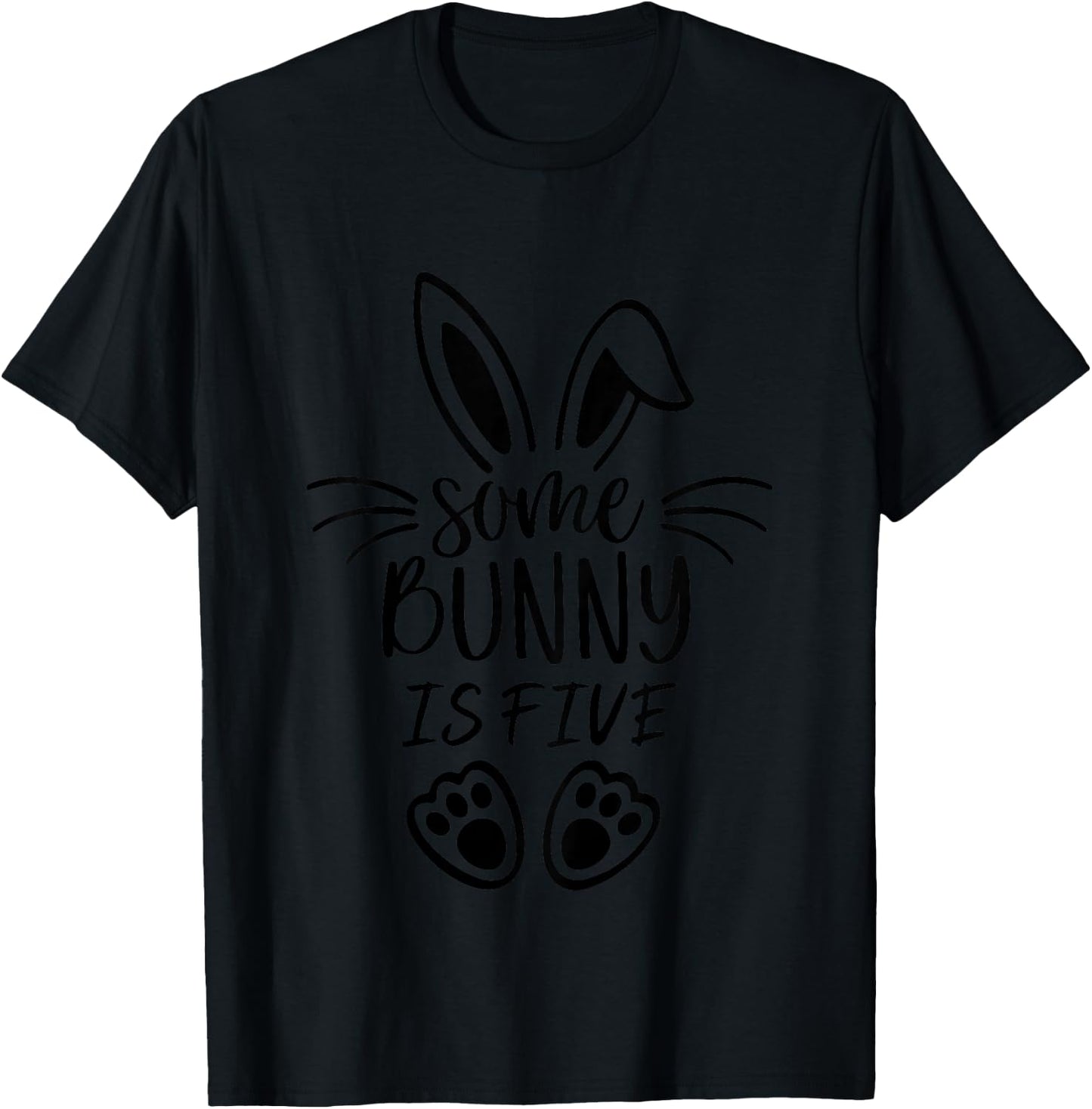 Kids Some Bunny is Five 5 Years Old Bunny T-Shirt - T-Shirt | Black
