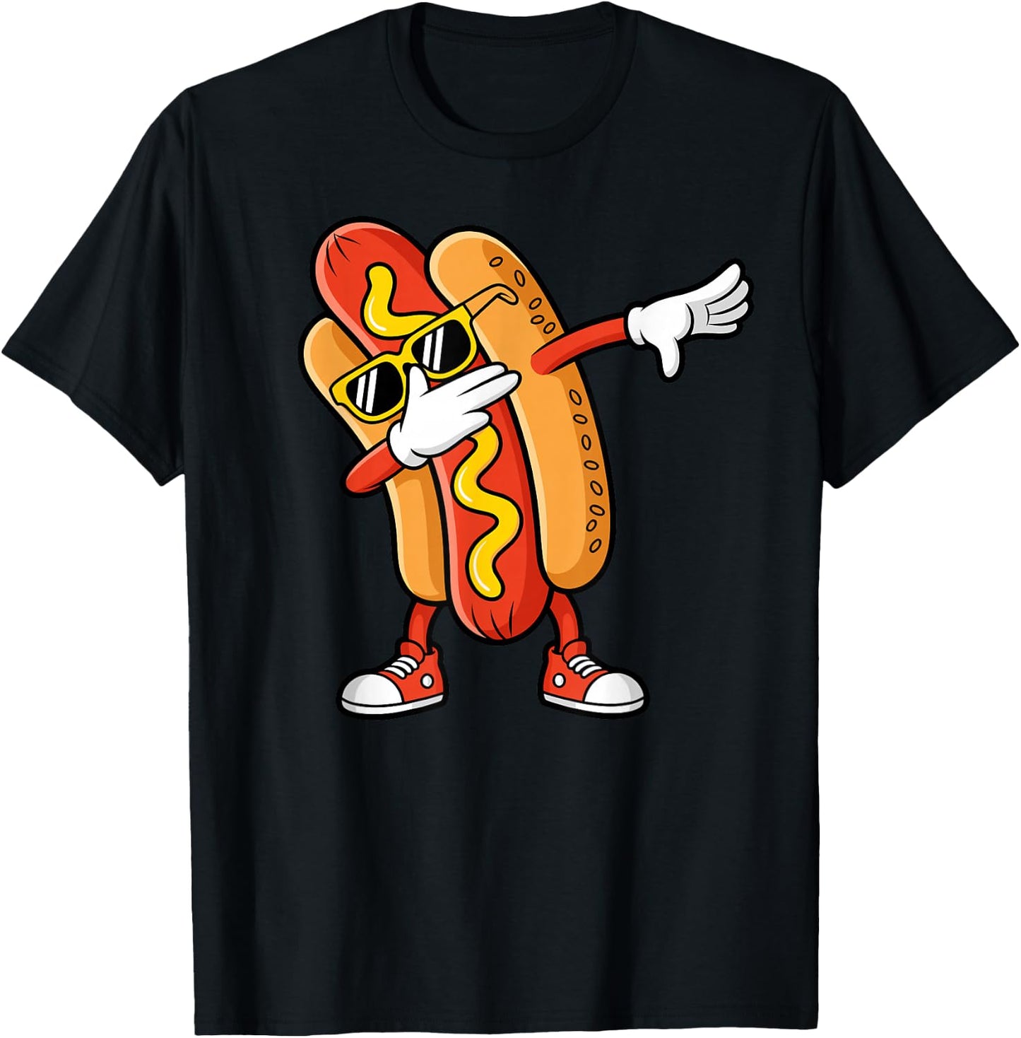 Dabbing Hotdog Fast Food Snack Lover Foodie Funny Hotdog T-Shirt - T-Shirt | Black