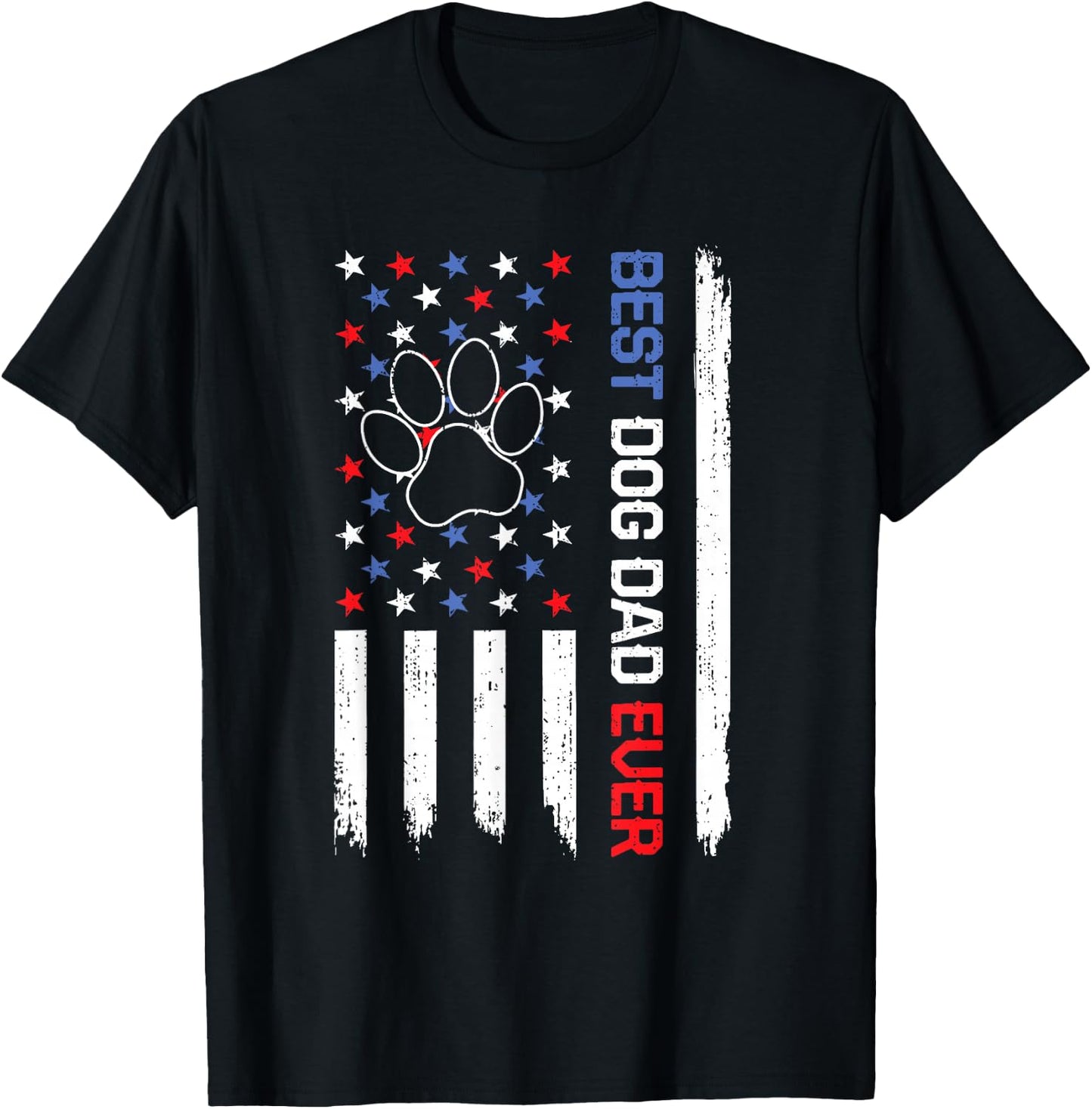 Best Dog Dad Ever American Flag Father's Day Dog Daddy Owner T-Shirt - T-Shirt | Black