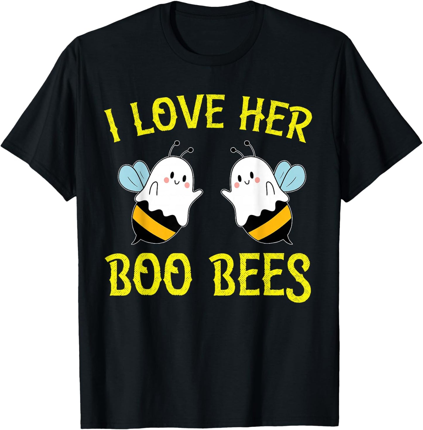 I Love Her Boo Bees Couples Halloween Adult Costume His Men T-Shirt - T-Shirt | Black