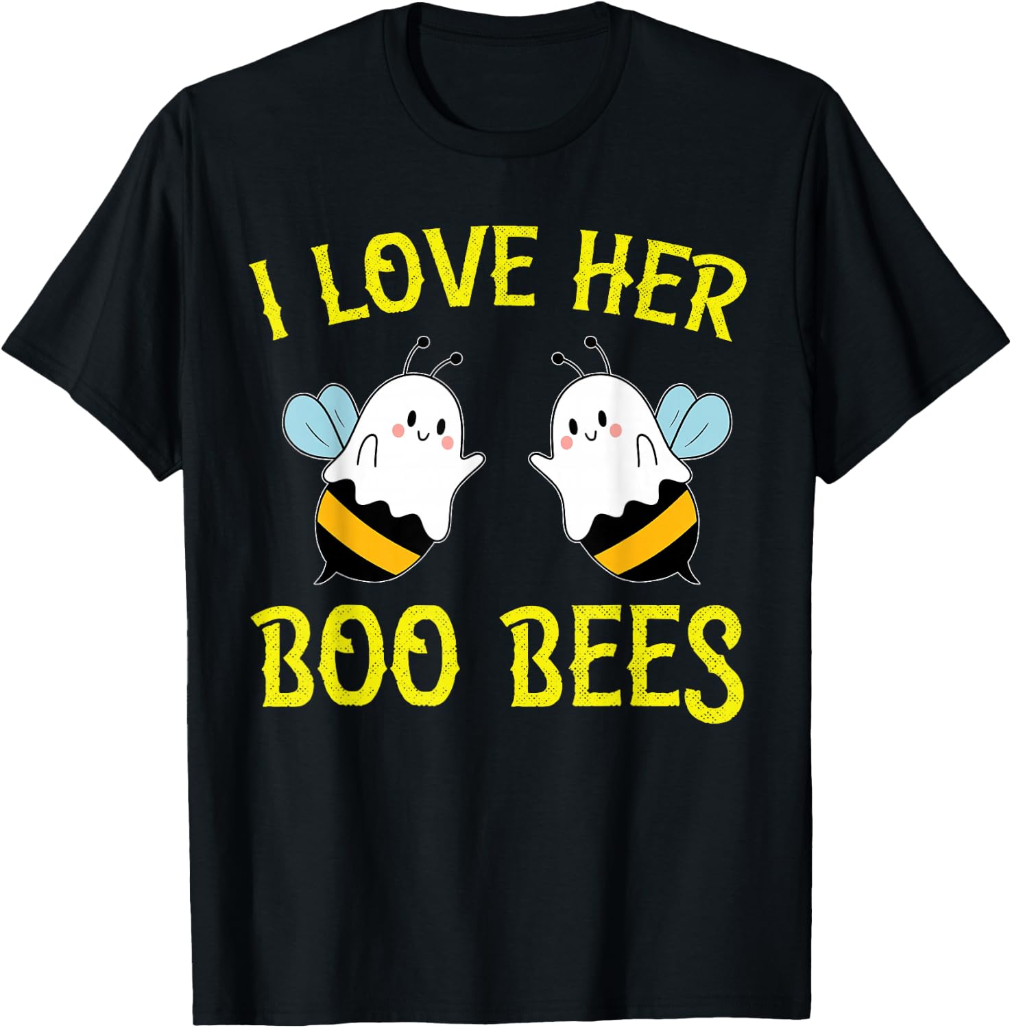 I Love Her Boo Bees Couples Halloween Adult Costume His Men T-Shirt - T-Shirt | Black
