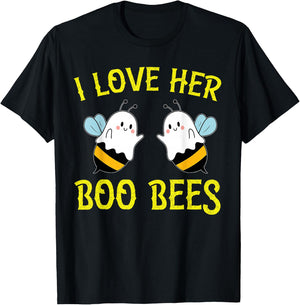 I Love Her Boo Bees Couples Halloween Adult Costume His Men T-Shirt - T-Shirt | Black