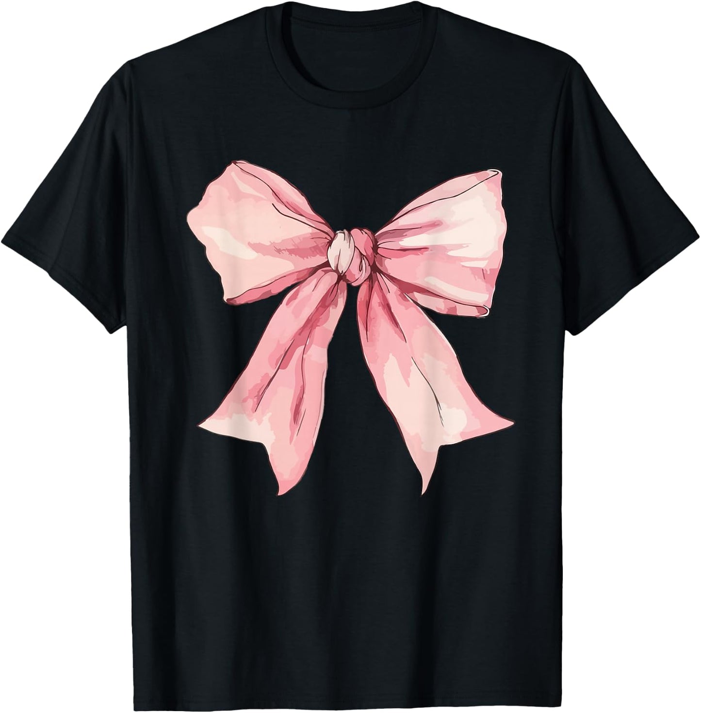 Cute Pink Coquette Bow Girls Pink Coquette Bow T-Shirt - T-Shirt | Black