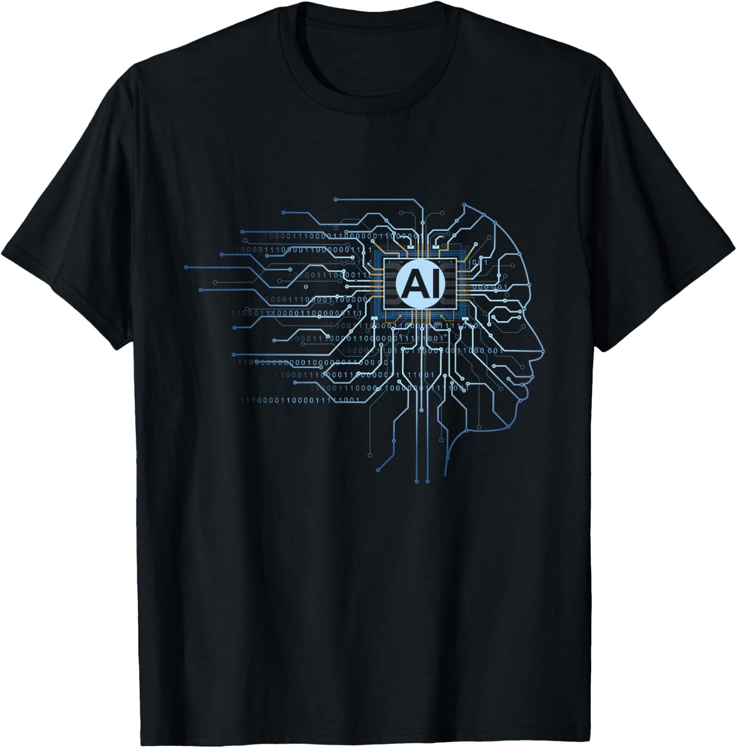 KI - Binary Code Face Artificial Intelligence Computer Science , black T-Shirt - T-Shirt | Black