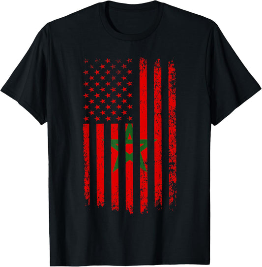 Moorish American Morocco Flag Moroccan Soccer Supporter T-Shirt - T-Shirt | Black