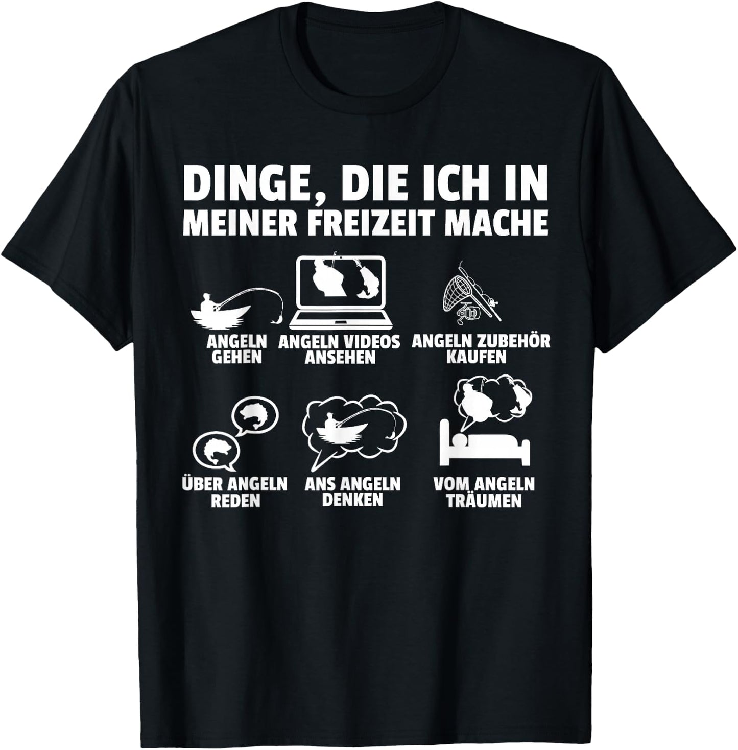 with German Text "Dinge Die Ich In Meiner Freizeit Mache Angel" [German Langu, black T-Shirt - T-Shirt | Black