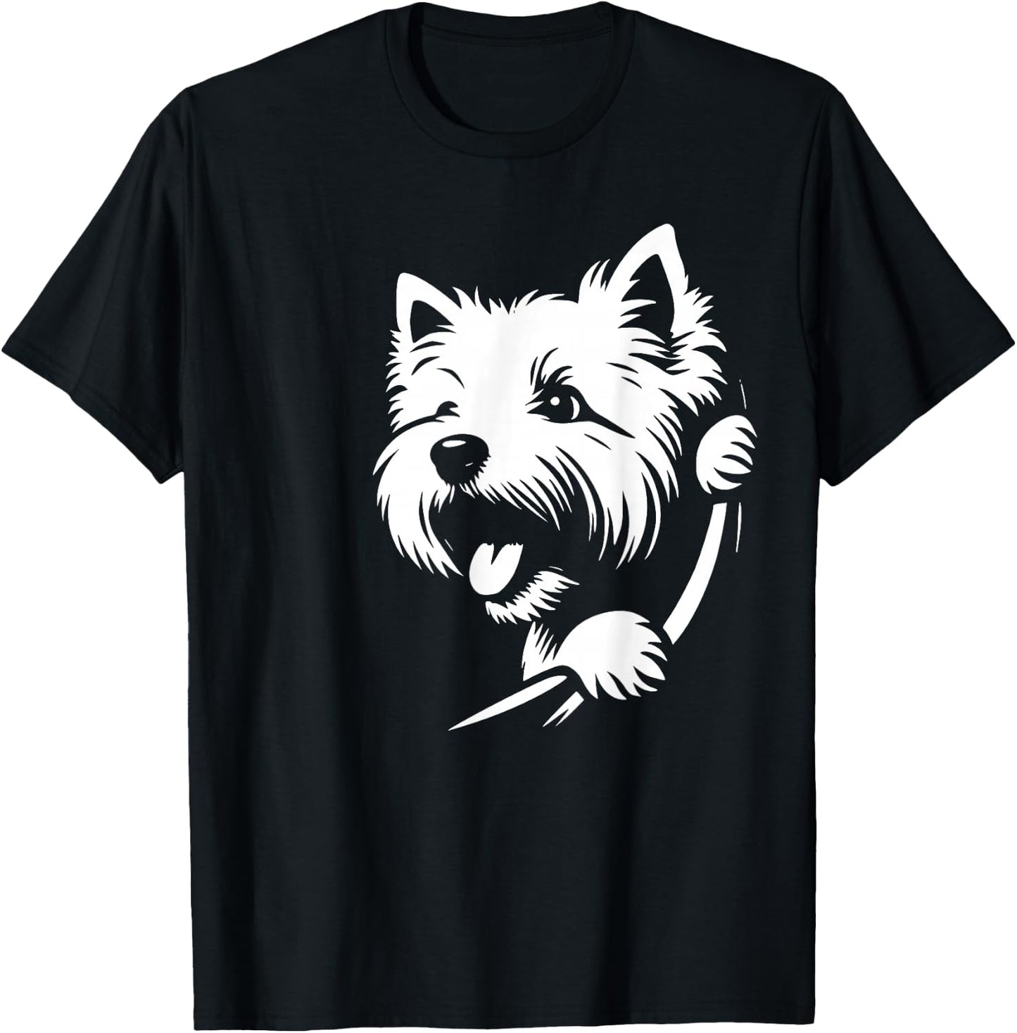 West Highland White Terrier spähender Hund Westie Design T-Shirt - T-Shirt | Black