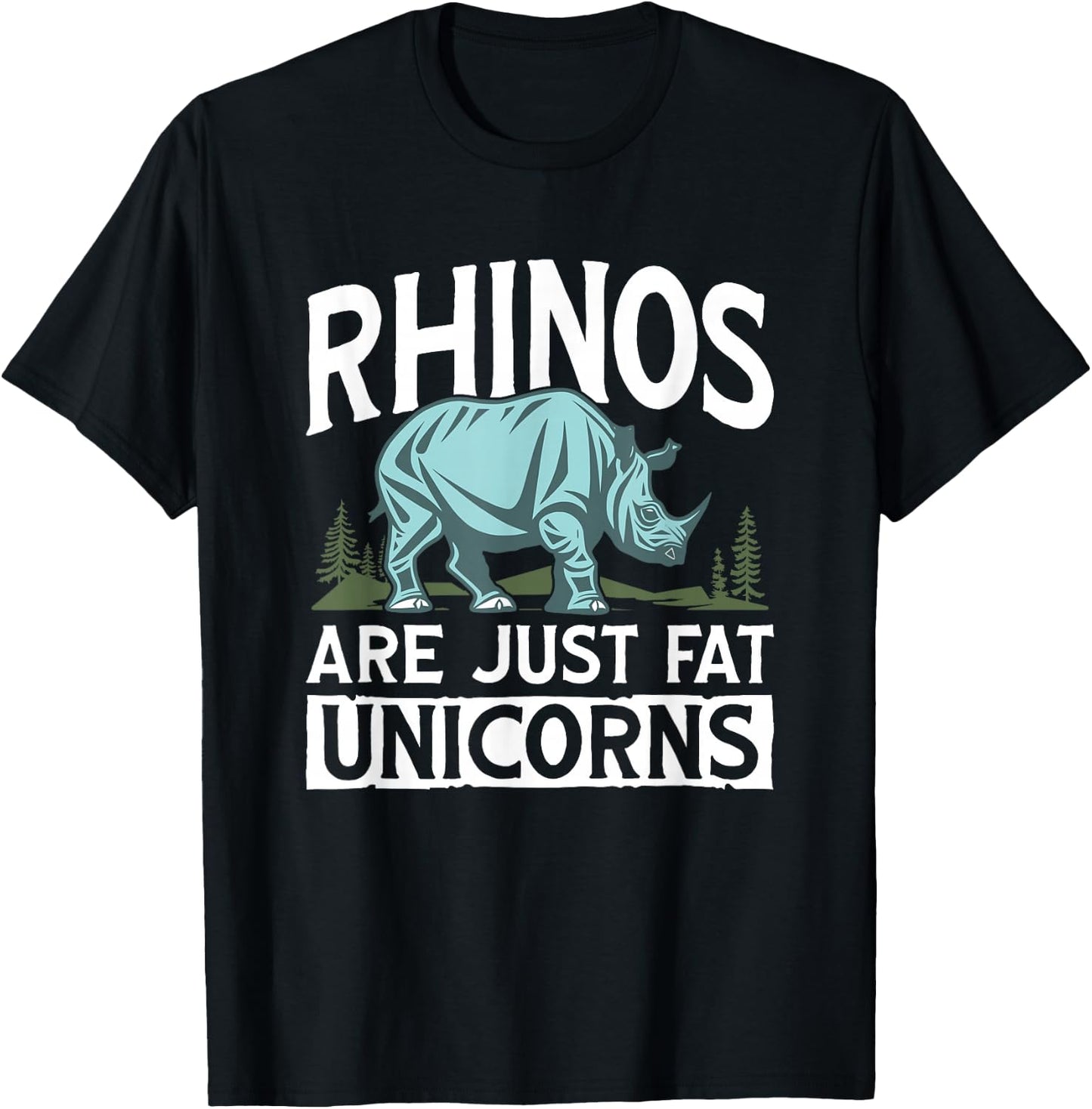 Fat Unicorns Zoology Animal Rhino Rhinoceros Funny Rhinos T-Shirt - T-Shirt | Black