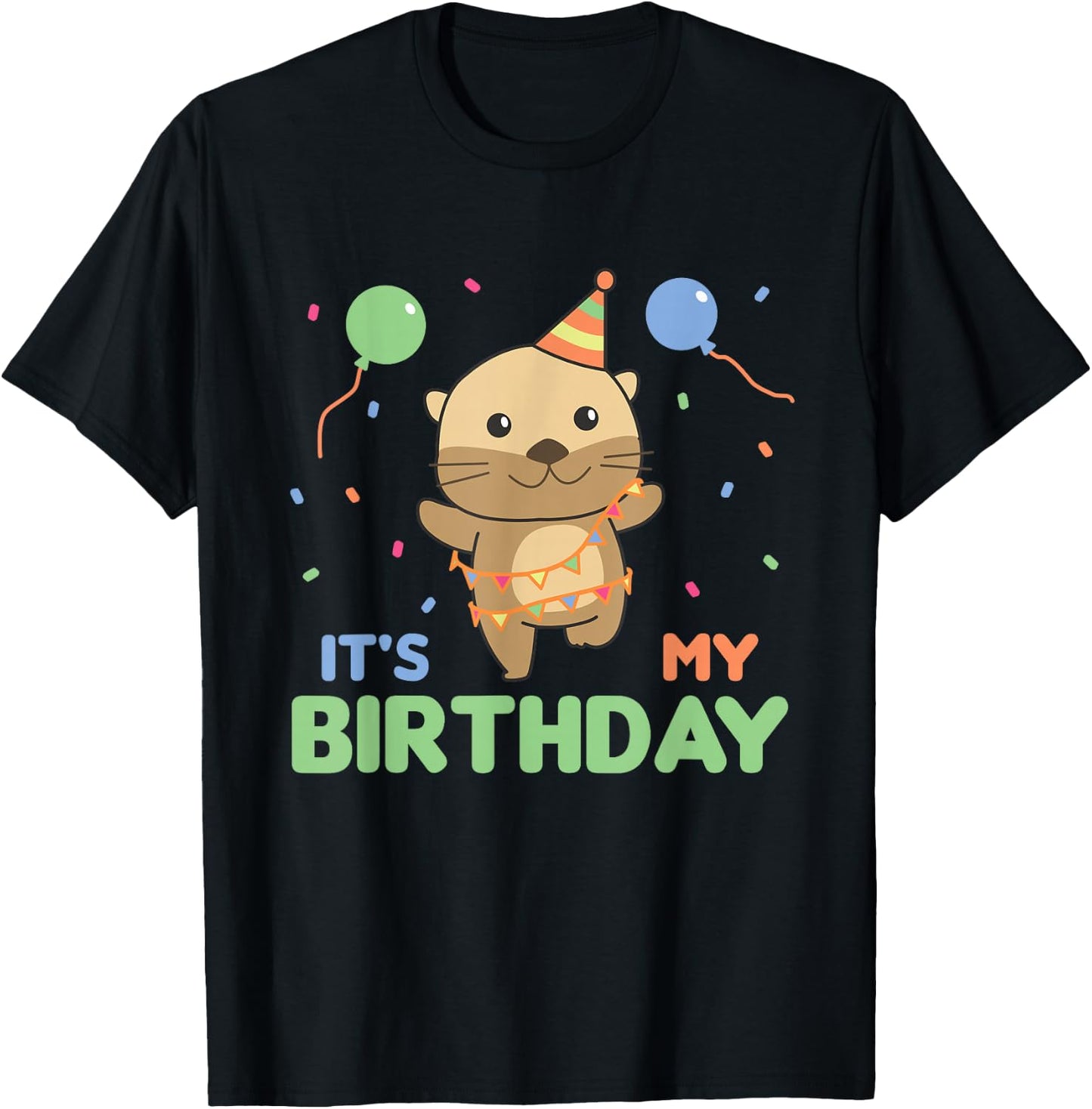 Birthday Otter For Kids It's My Birthday T-Shirt - T-Shirt | Black