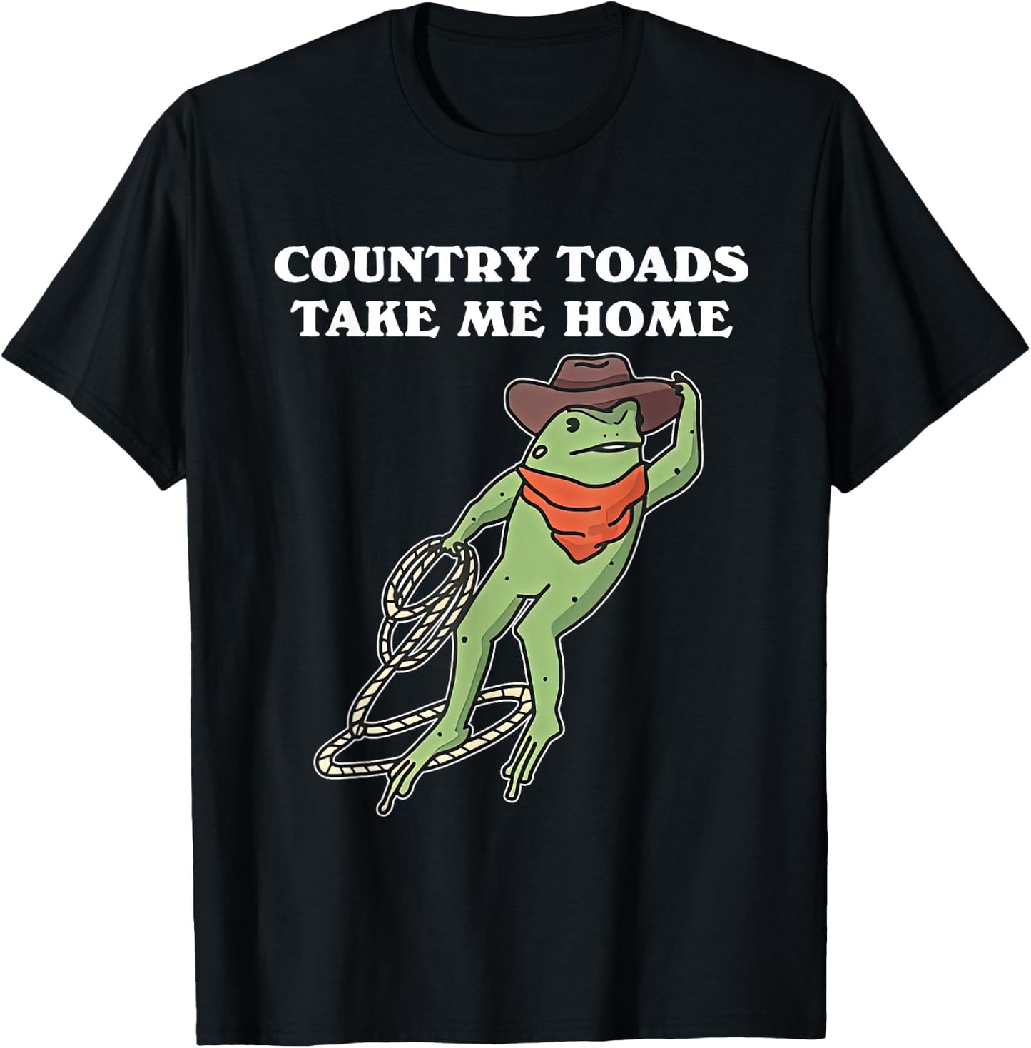 Country Toads Take Me Home Cowboy Frog Funny Western T-Shirt - T-Shirt | Black