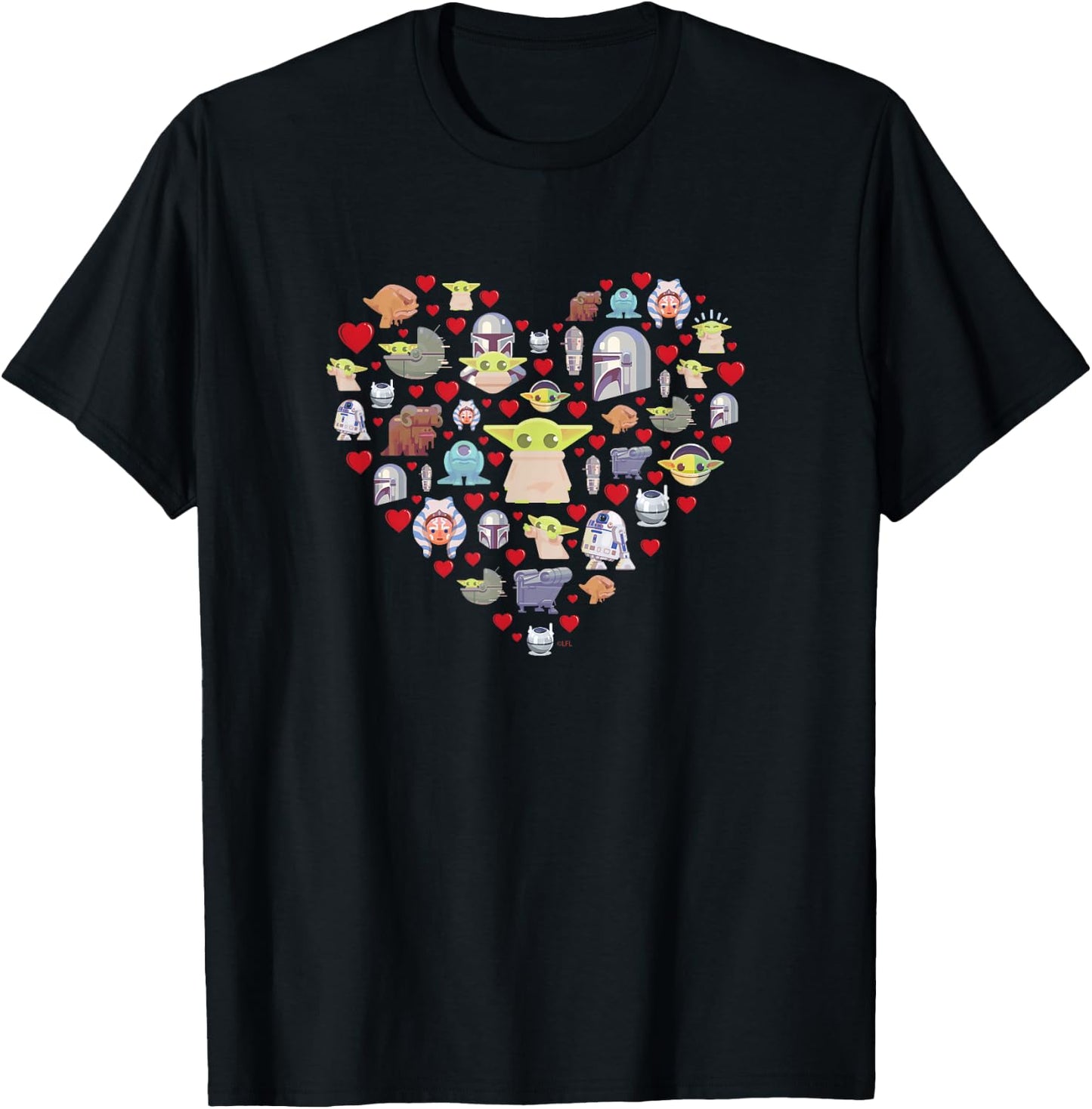 Star Wars The Mandalorian Grogu Heart Valentine's Day T-Shirt - T-Shirt | Black