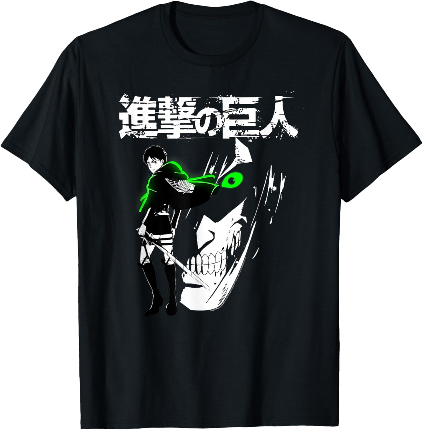 Attack on Titan Eren Jaeger Glow Anime T-Shirt - T-Shirt | Black