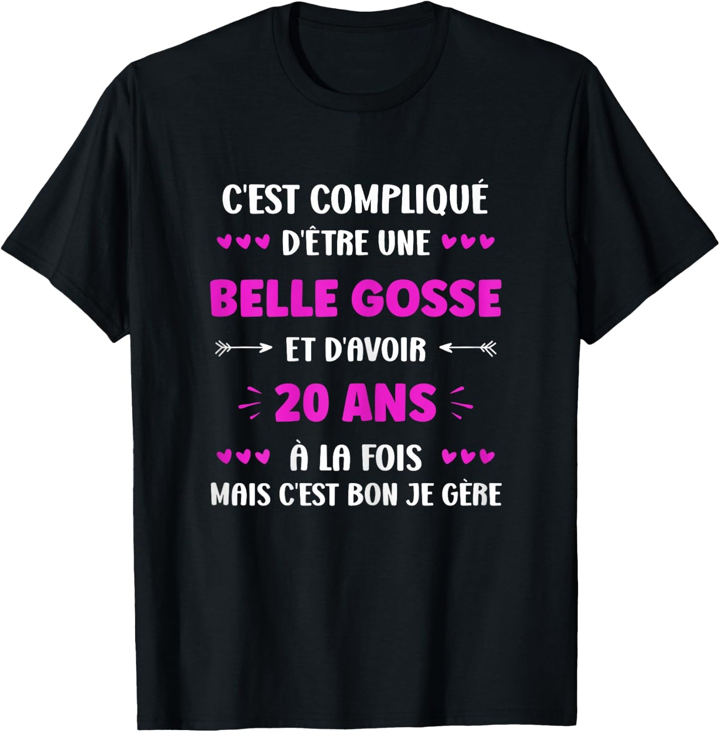 Girl 20 Years Beautiful Goose Birthday Humor Woman 20 Years , Black T-Shirt - T-Shirt | Black