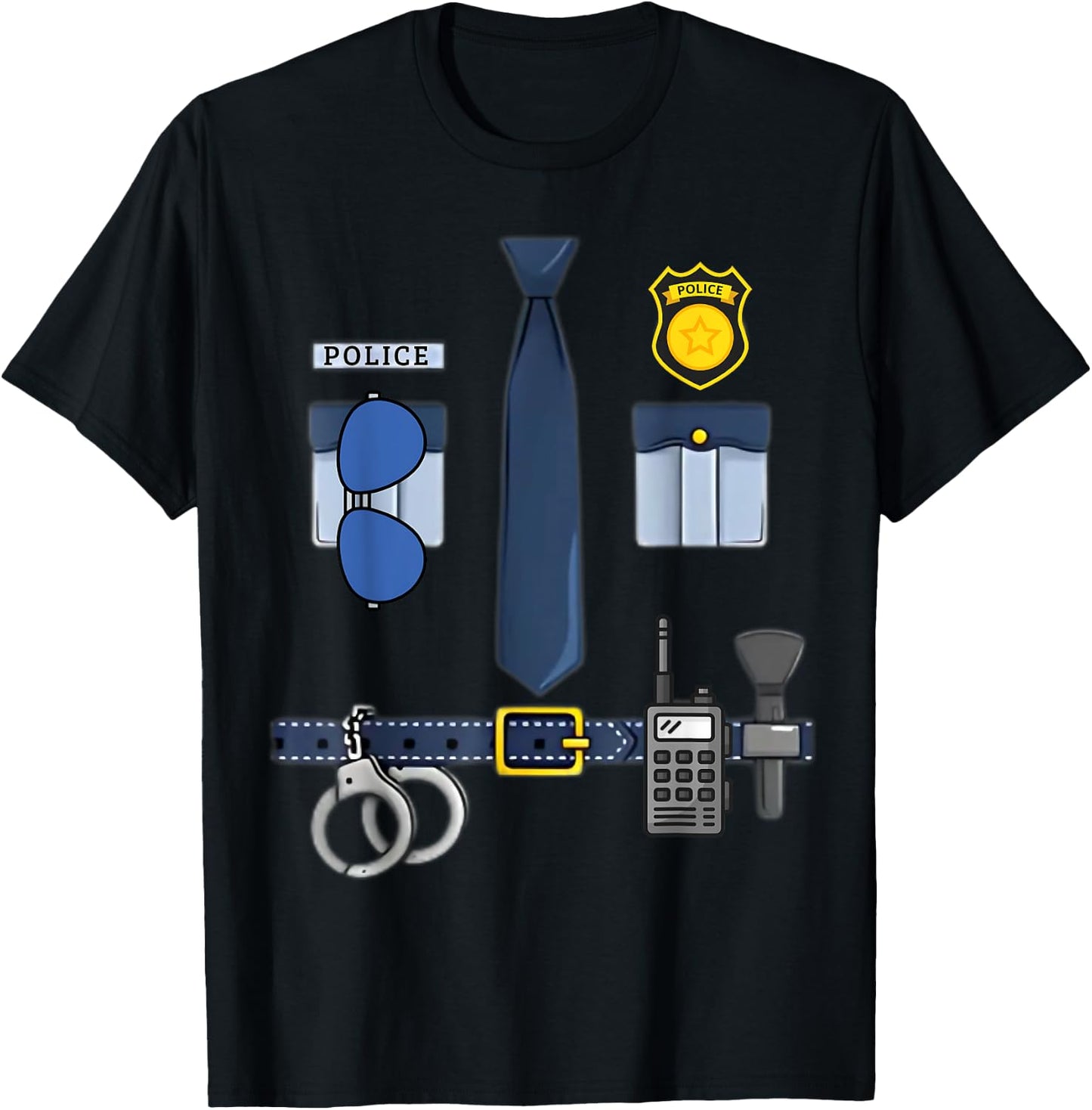 Halloween Policeman Costume Halloween Police Officer Costume T-Shirt - T-Shirt | Black