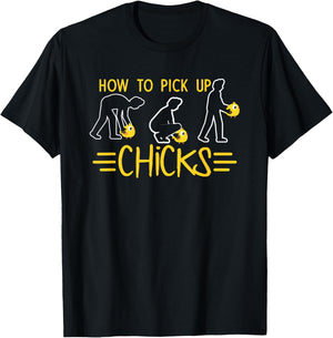 How To Pick Up Chicks Funny Cute Chicken Joke Lover T-Shirt - T-Shirt | Black
