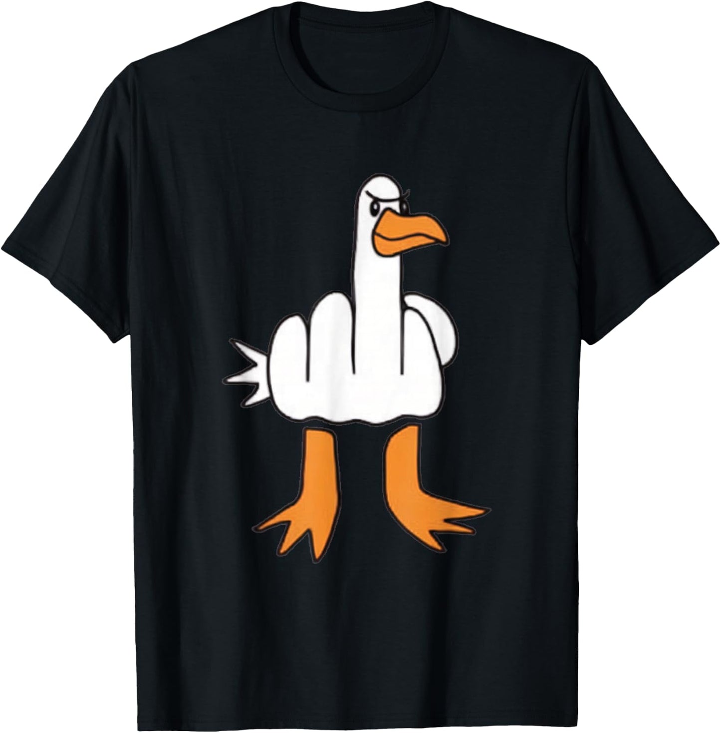 Funny Middle Finger Goose Dark Humour Funny Statement T-Shirt - T-Shirt | Black