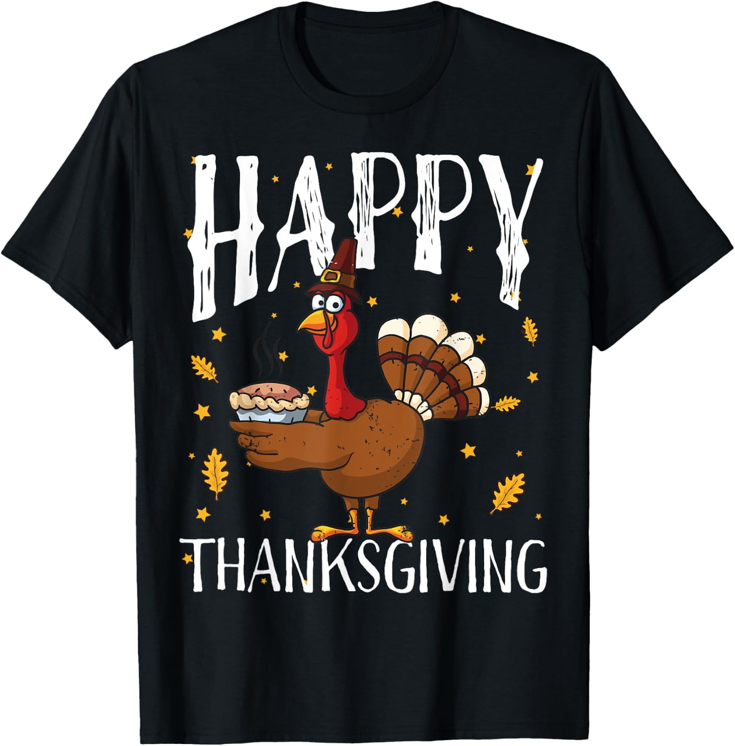 Happy Thanksgiving Turkey Pumpkin Pie Shirt Boys Girls Women T-Shirt - T-Shirt | Black