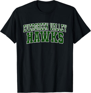 Evergreen Valley College Hawks Athletics Sports Fan T-Shirt - T-Shirt | Black