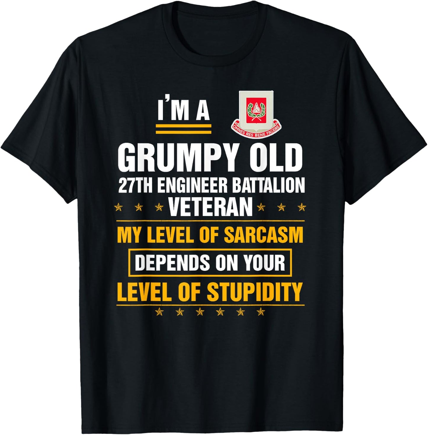 Grumpy Old 27th Engineer Battalion Veteran Funny Christmas T-Shirt - T-Shirt | Black