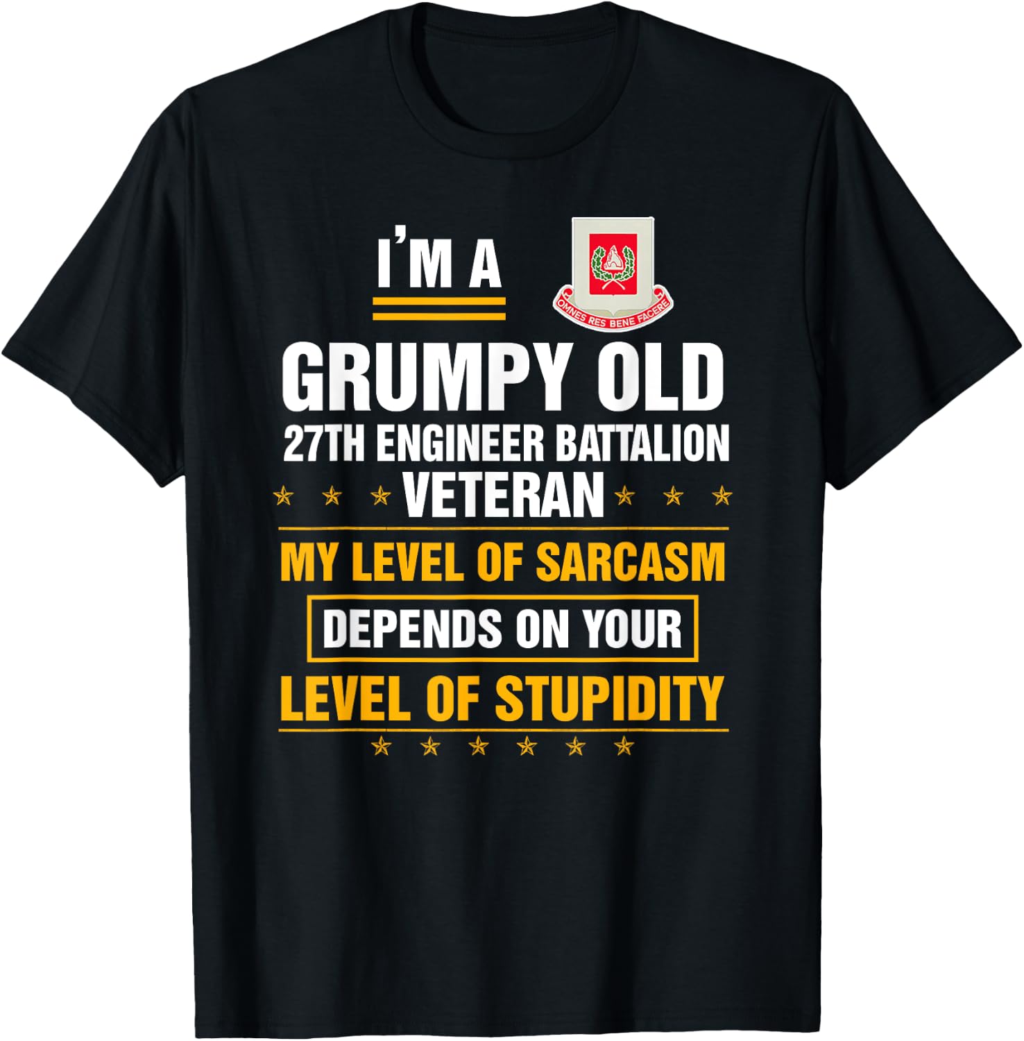 Grumpy Old 27th Engineer Battalion Veteran Funny Christmas T-Shirt - T-Shirt | Black
