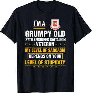 Grumpy Old 27th Engineer Battalion Veteran Funny Christmas T-Shirt - T-Shirt | Black