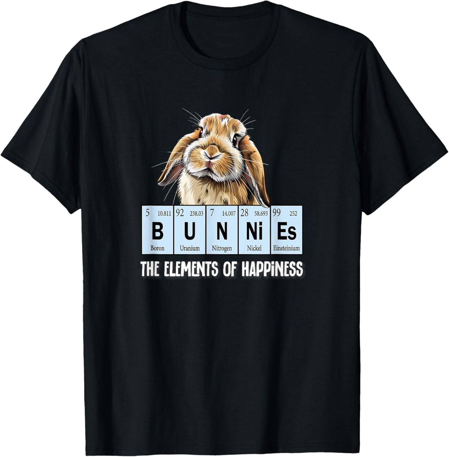 Elements of Happiness Mini Holland Lop Bunny Rabbit Lover T-Shirt - T-Shirt | Black