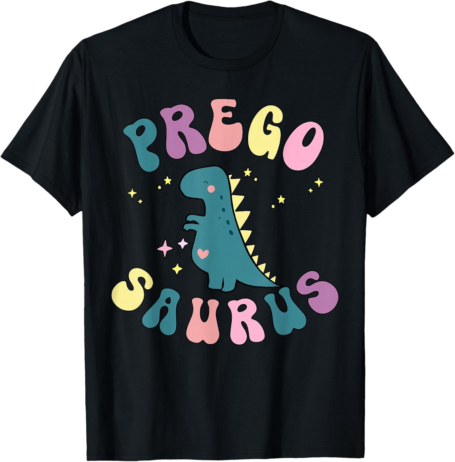 Retro Prego Saurus T-rex Dinosaur Pregnancy Announcement T-Shirt - T-Shirt | Black