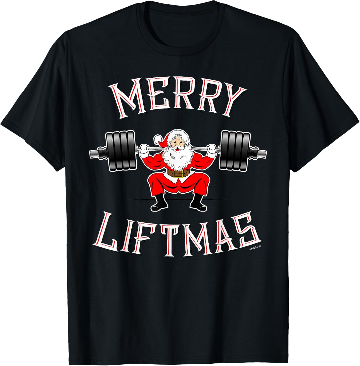 Merry Liftmas Squat Workout - Weightlifting Santa T-Shirt - T-Shirt | Black