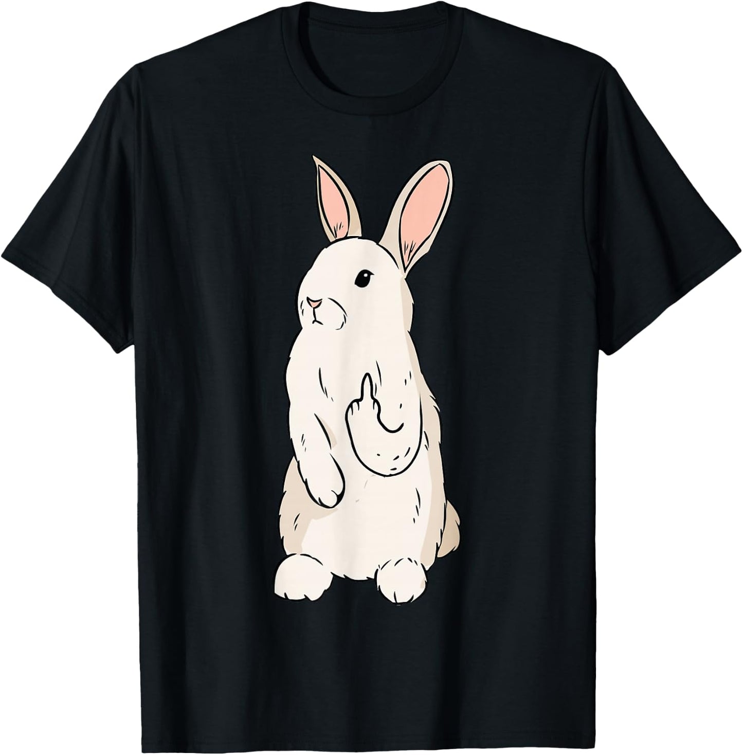 Bunny Giving The Finger Funny Easter Graphic Cool T-Shirt - T-Shirt | Black