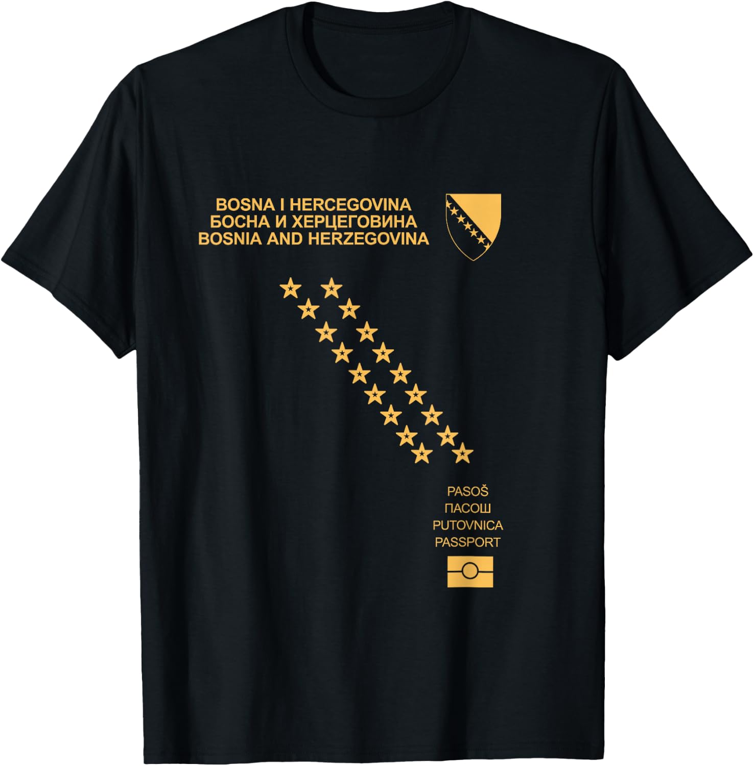 Bosnien Geschenke Ljiljan SFRJ Bosna Flagge Wappen T-Shirt - T-Shirt | Black