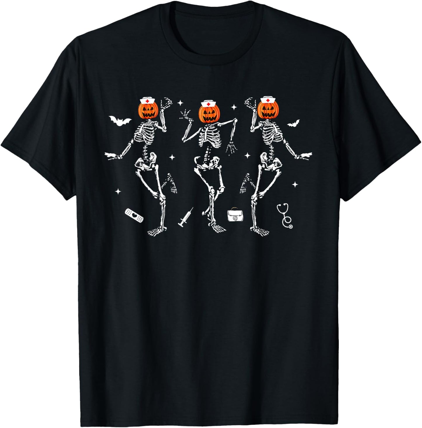 Nurse Skeleton Dancing Halloween Healthcare Crew Rn Nurse T-Shirt - T-Shirt | Black