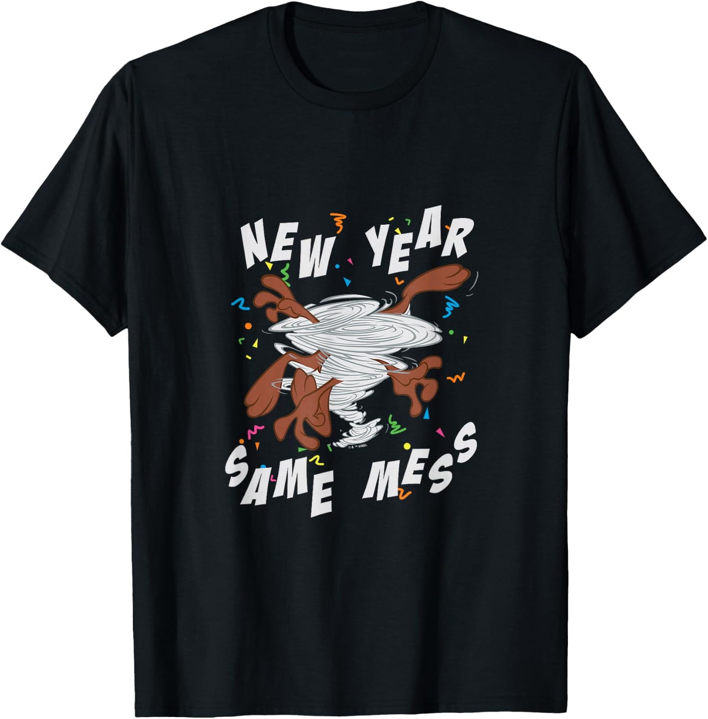 Looney Tunes New Year Same Mess With Taz T-Shirt - T-Shirt | Black