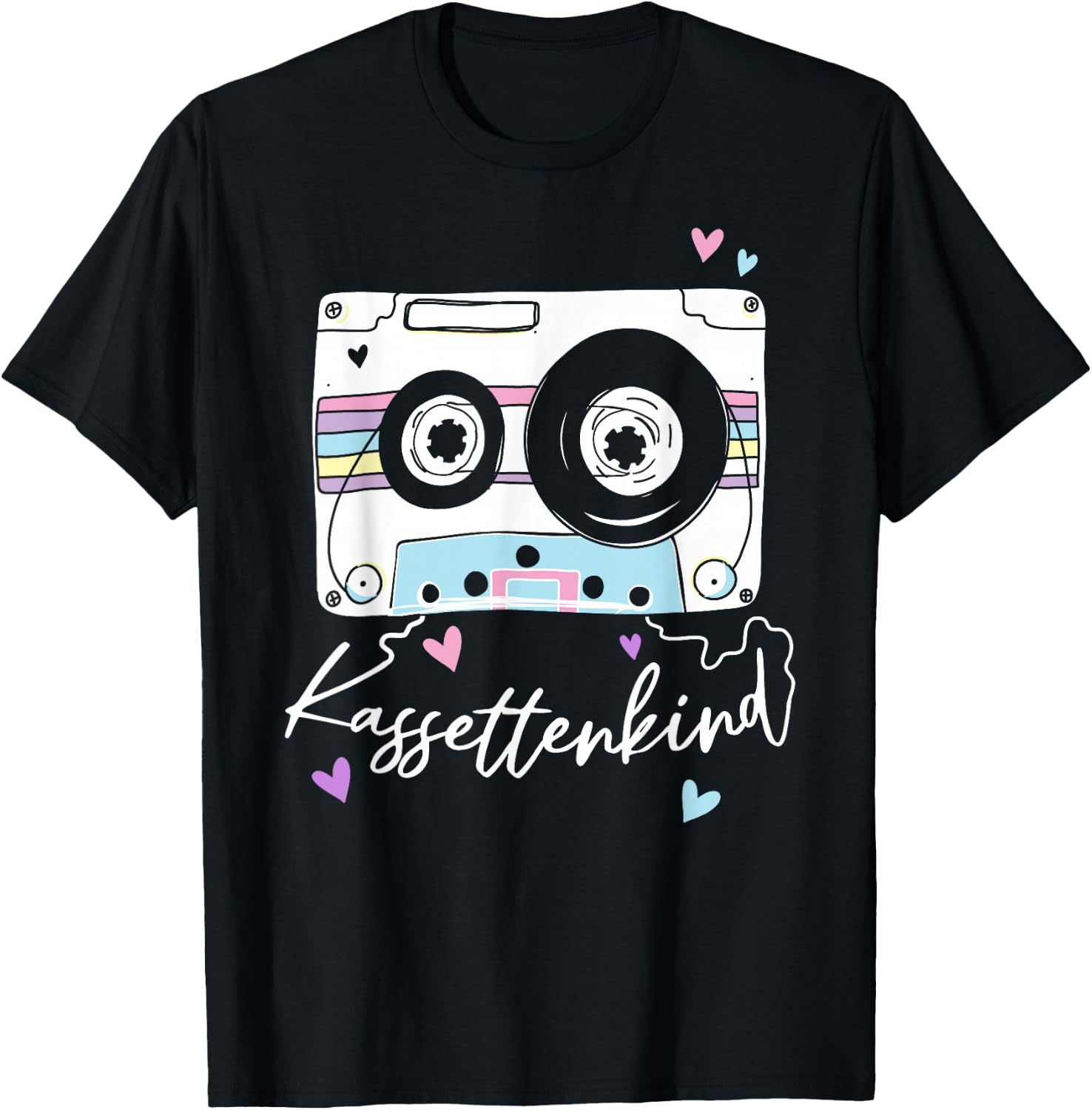 Kassettenkind 90s 80s Theme Party Oldschool Cassette , black T-Shirt - T-Shirt | Black