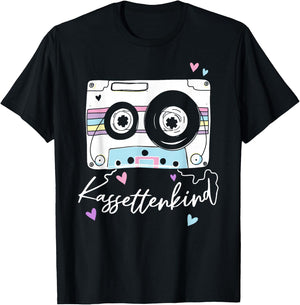 Kassettenkind 90s 80s Theme Party Oldschool Cassette , black T-Shirt - T-Shirt | Black