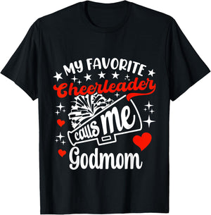 Funny My Favorite Cheerleader Calls Me Godmom Cheerleading T-Shirt - T-Shirt | Black