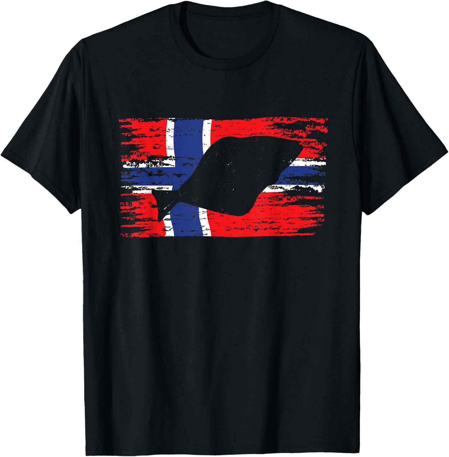 Angler Norwegen Norwegen Flagge Angelrute Fischrolle Heilbutt T-Shirt - T-Shirt | Black