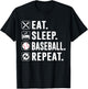 Eat Sleep Baseball Repeat Funny Baseball Player T-Shirt - T-Shirt | Black