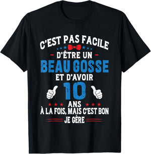 Beau Gosse Humour Original Birthday Gift Boy 10 Years , Black, S T-Shirt - T-Shirt | Black
