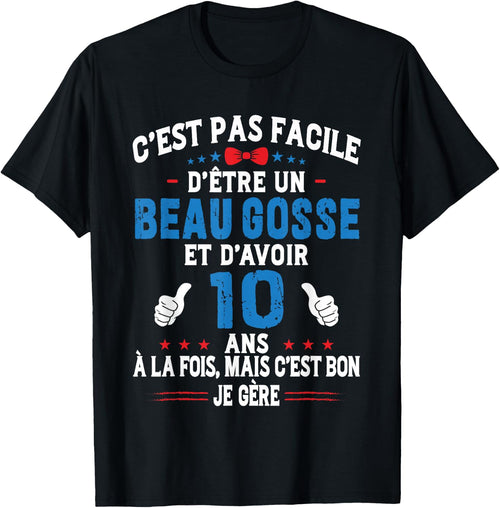 Beau Gosse Humour Original Birthday Gift Boy 10 Years , Black, S