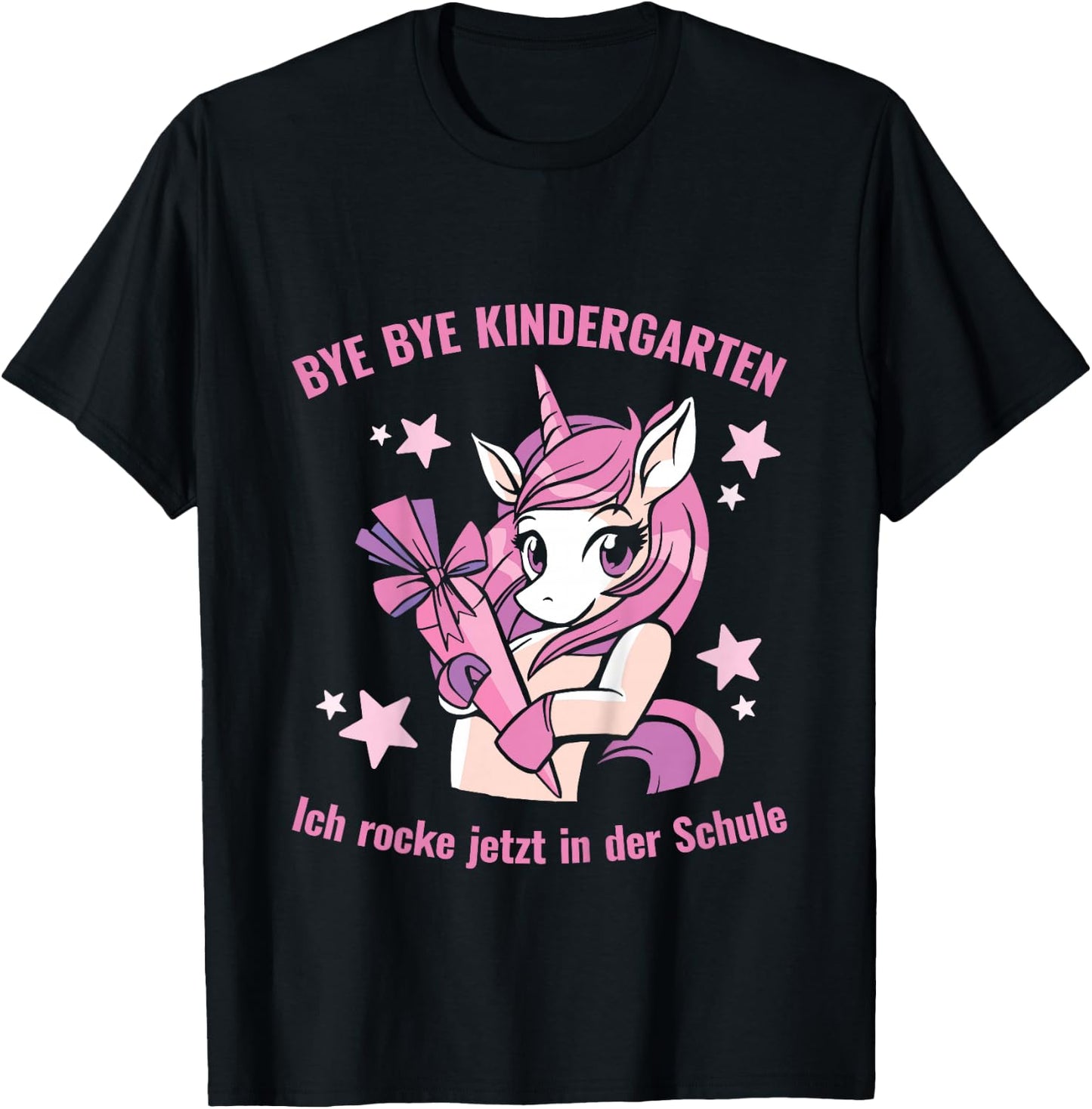 with German Text "Schulkind Ich Rocke Jetzt In Der Schule Unicorn" T-Shirt - T-Shirt | Black